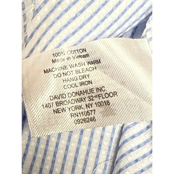 David Donahue Men's Dress Shirt White Blue Micro Dot 15.5 Neck  32/33 Sleeve NEW - Picture 10 of 12